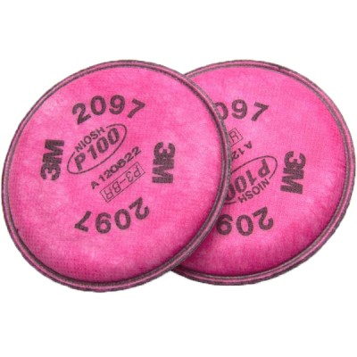 3M™ 2097 P100 濾棉(防粉塵,霧滴,燻煙,氡氣,微粒)(紅) (1對/包)
